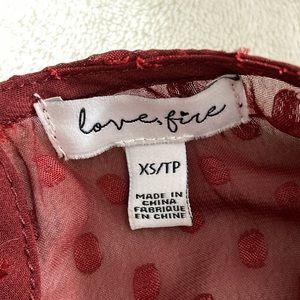 red long sleeve mesh top